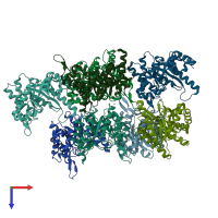 PDB entry 3ro8 coloured by chain, top view.