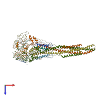 PDB entry 3rrt coloured by chain, top view.