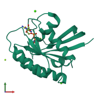 PDB entry 3rs4 coloured by chain, front view.