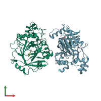 PDB entry 3rvh coloured by chain, front view.