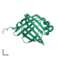 PDB entry 3rzy coloured by chain, front view.