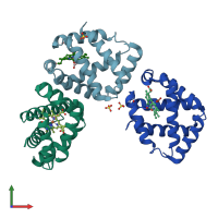 PDB entry 3s1j coloured by chain, front view.