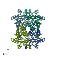 PDB entry 3s2s coloured by chain, side view.