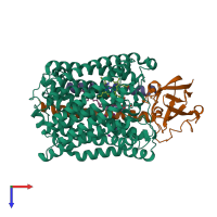 PDB entry 3s39 coloured by chain, top view.