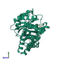 PDB entry 3s5n coloured by chain, side view.