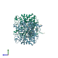 PDB entry 3s8d coloured by chain, side view.