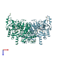PDB entry 3s8d coloured by chain, top view.