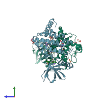 PDB entry 3s95 coloured by chain, side view.