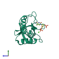 PDB entry 3s9w coloured by chain, side view.