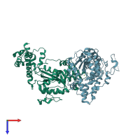 PDB entry 3saf coloured by chain, top view.