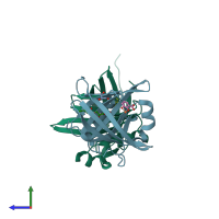 PDB entry 3sao coloured by chain, side view.