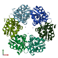 PDB entry 3sba coloured by chain, front view.