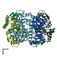 PDB entry 3sba coloured by chain, top view.