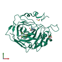 PDB entry 3sbh coloured by chain, front view.