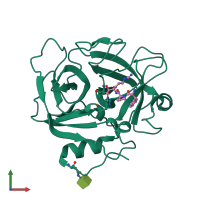 PDB entry 3sbk coloured by chain, front view.