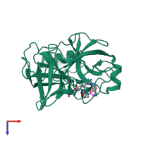 PDB entry 3sbk coloured by chain, top view.
