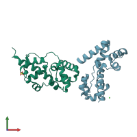 PDB entry 3sei coloured by chain, front view.