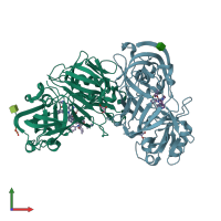 PDB entry 3sfc coloured by chain, front view.