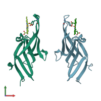 PDB entry 3sik coloured by chain, front view.