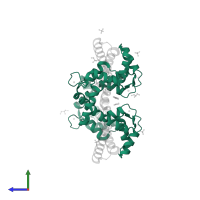 Calmodulin-1 in PDB entry 3sjq, assembly 1, side view.