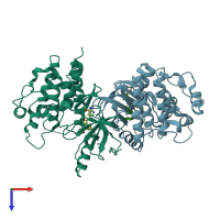 PDB entry 3skc coloured by chain, top view.
