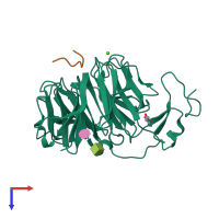 PDB entry 3soq coloured by chain, top view.