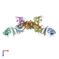 PDB entry 3sr2 coloured by chain, top view.