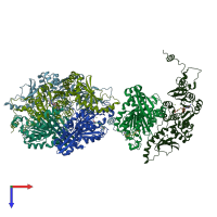 PDB entry 3sso coloured by chain, top view.