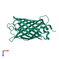 PDB entry 3svb coloured by chain, top view.