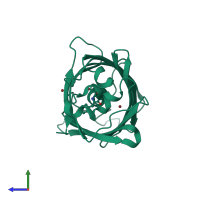 PDB entry 3sve coloured by chain, side view.