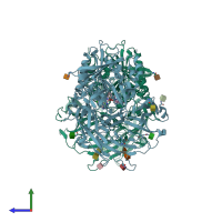 PDB entry 3sx4 coloured by chain, side view.