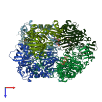 PDB entry 3sxn coloured by chain, top view.