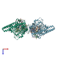 PDB entry 3sxq coloured by chain, top view.