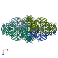 PDB entry 3t0a coloured by chain, top view.