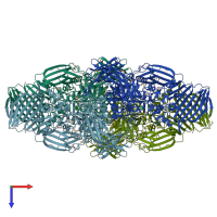 PDB entry 3t0b coloured by chain, top view.