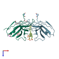 PDB entry 3t0x coloured by chain, top view.