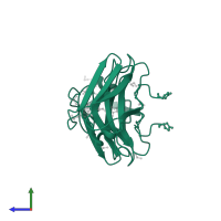 Immunoglobulin variable lambda domain M8VLA4(S55P) in PDB entry 3t0x, assembly 1, side view.