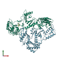 PDB entry 3t19 coloured by chain, front view.