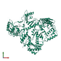 Reverse transcriptase/ribonuclease H in PDB entry 3t19, assembly 1, front view.