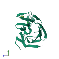 PDB entry 3t1l coloured by chain, side view.
