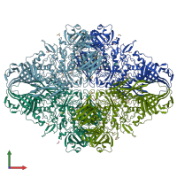 PDB entry 3t2p coloured by chain, front view.