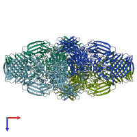 PDB entry 3t2p coloured by chain, top view.