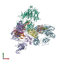 PDB entry 3t4a coloured by chain, front view.