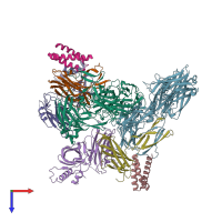 PDB entry 3t4a coloured by chain, top view.