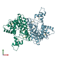 PDB entry 3t4x coloured by chain, front view.