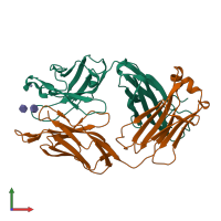 PDB entry 3t65 coloured by chain, front view.