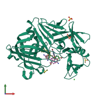 PDB entry 3t6i coloured by chain, front view.