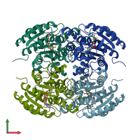 PDB entry 3t7c coloured by chain, front view.