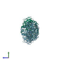 PDB entry 3t81 coloured by chain, side view.