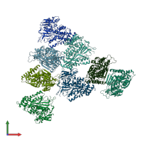 PDB entry 3tcg coloured by chain, front view.